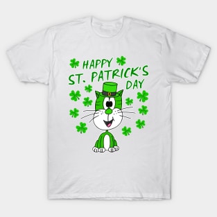 Happy St. Patrick's Day 2022 Cat Leprechaun Funny T-Shirt